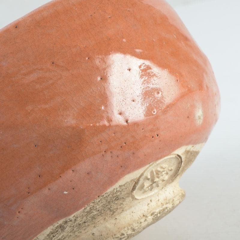 茶道具　芳幽軒　加藤石春作　赤楽茶碗　時代箱付　M　9732