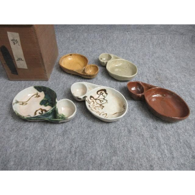 清水六兵衛ひょうたん皿5枚共箱 [B28125]