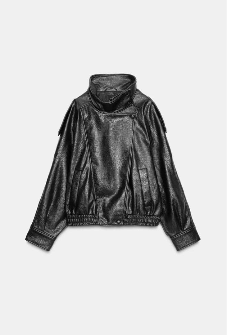 Zara ブラックレザージャケット4391872800