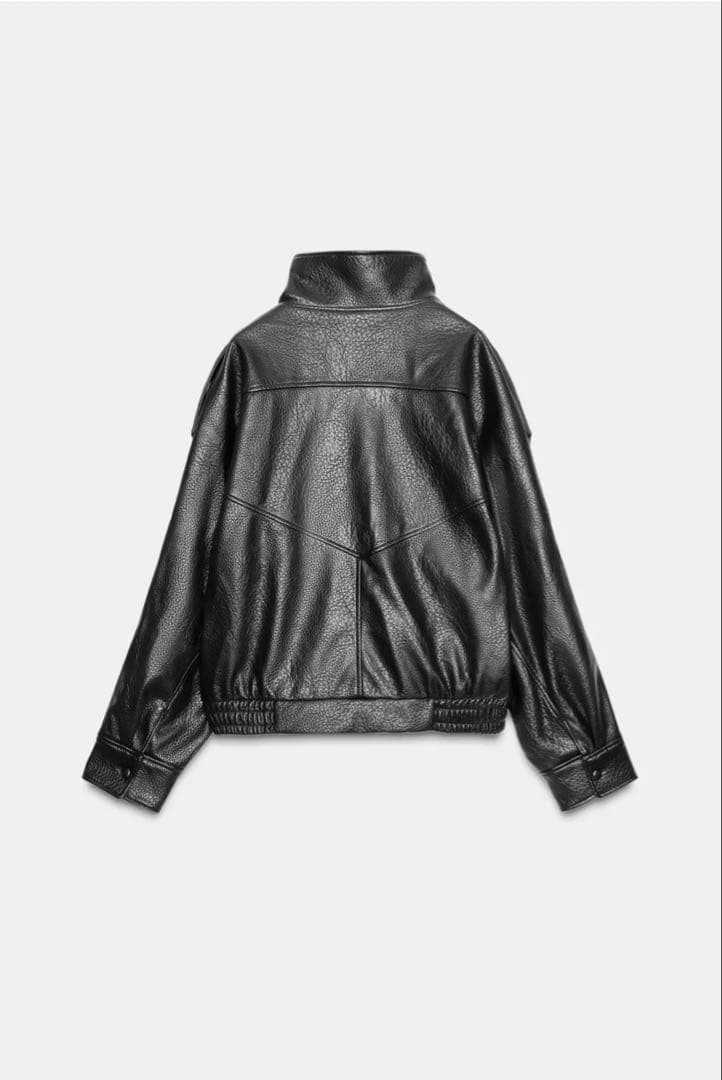 Zara ブラックレザージャケット4391872800