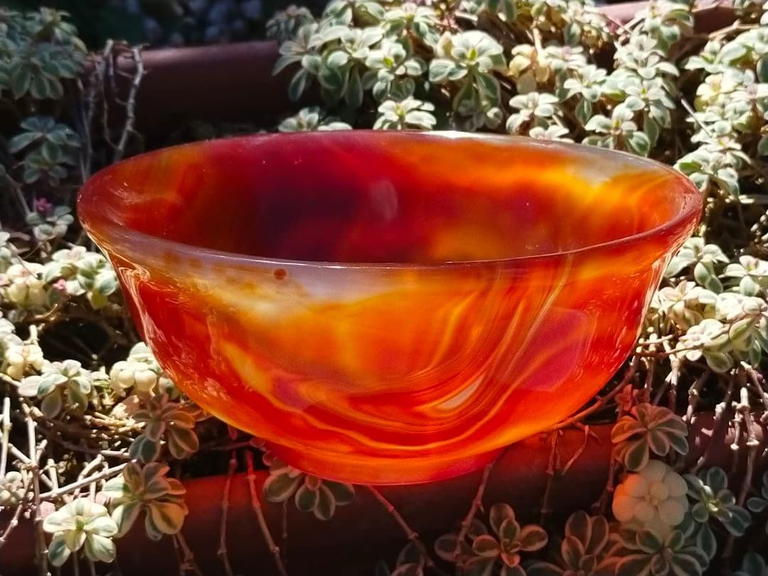 ♥瑪瑙　茶碗　φ１４０ｍｍ　桐箱付き　骨董　古玩　中国