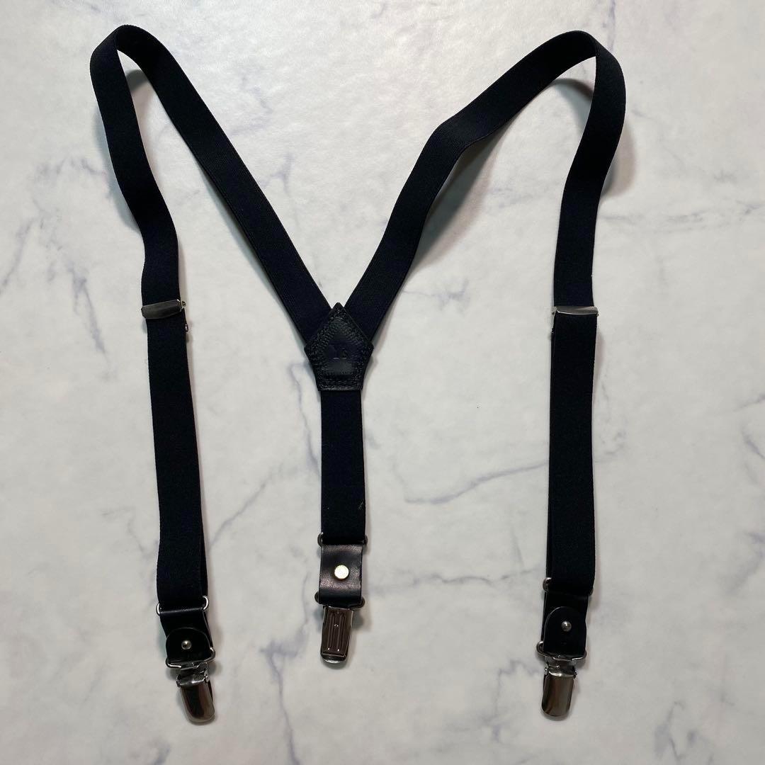 【極美品】ワイズ/Y's　サスペンダー　ロゴ刻印　ヨウジヤマモト　黒　レザー