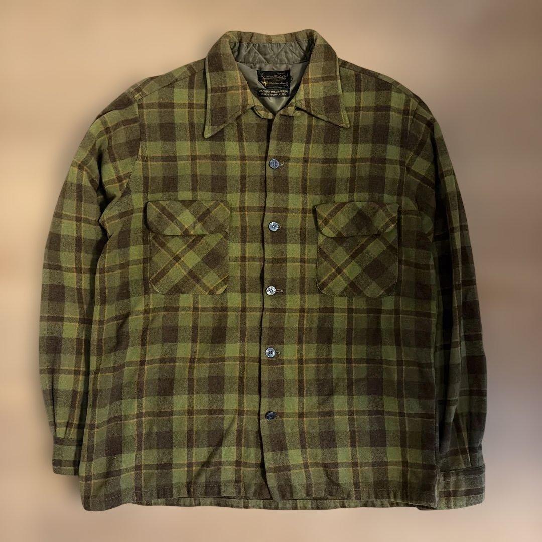 古着 50s 60s sears ウールシャツ　ボックス型　オリーブ
