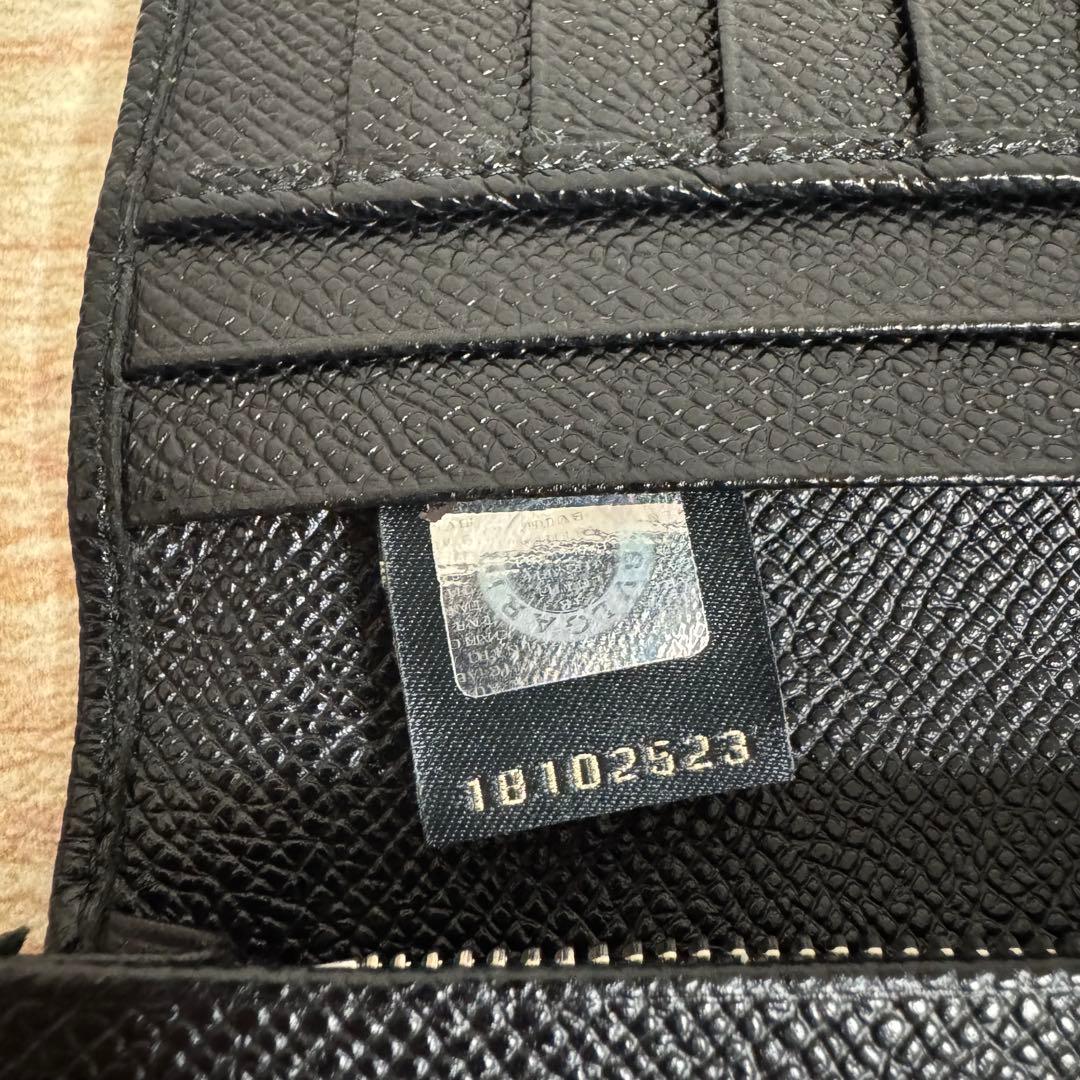 【ほぼ未使用】BVLGARI レザー 長財布 サークルロゴ ブラック ブルー