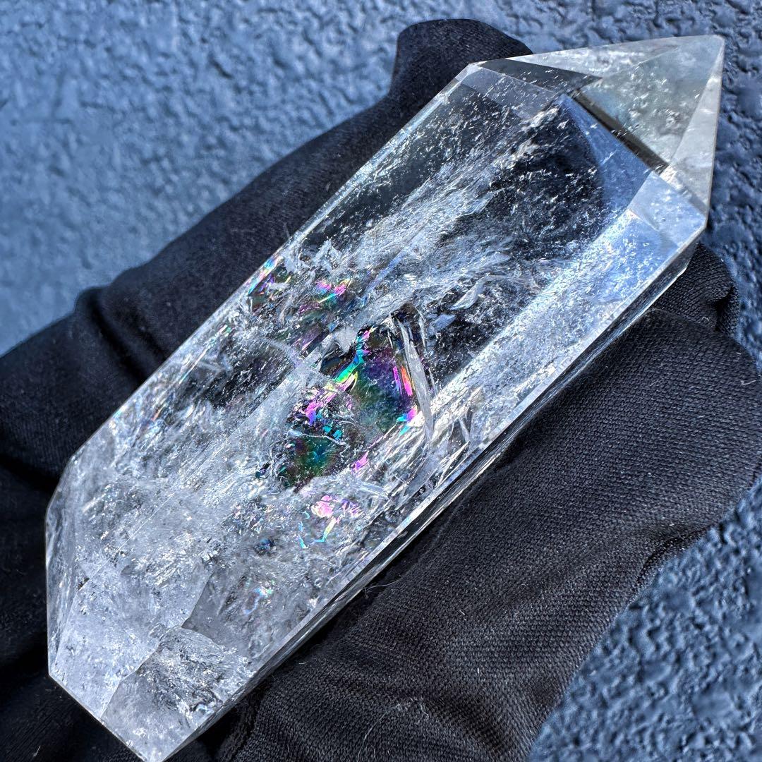 アゼツライト☆レインボー☆ヒマラヤ水晶六角柱パワーストーン天然石 原石A1315