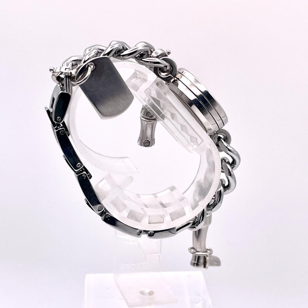 グッチ 107 レディース 時計 Gフェイス チェーン シルバー文字盤 稼動