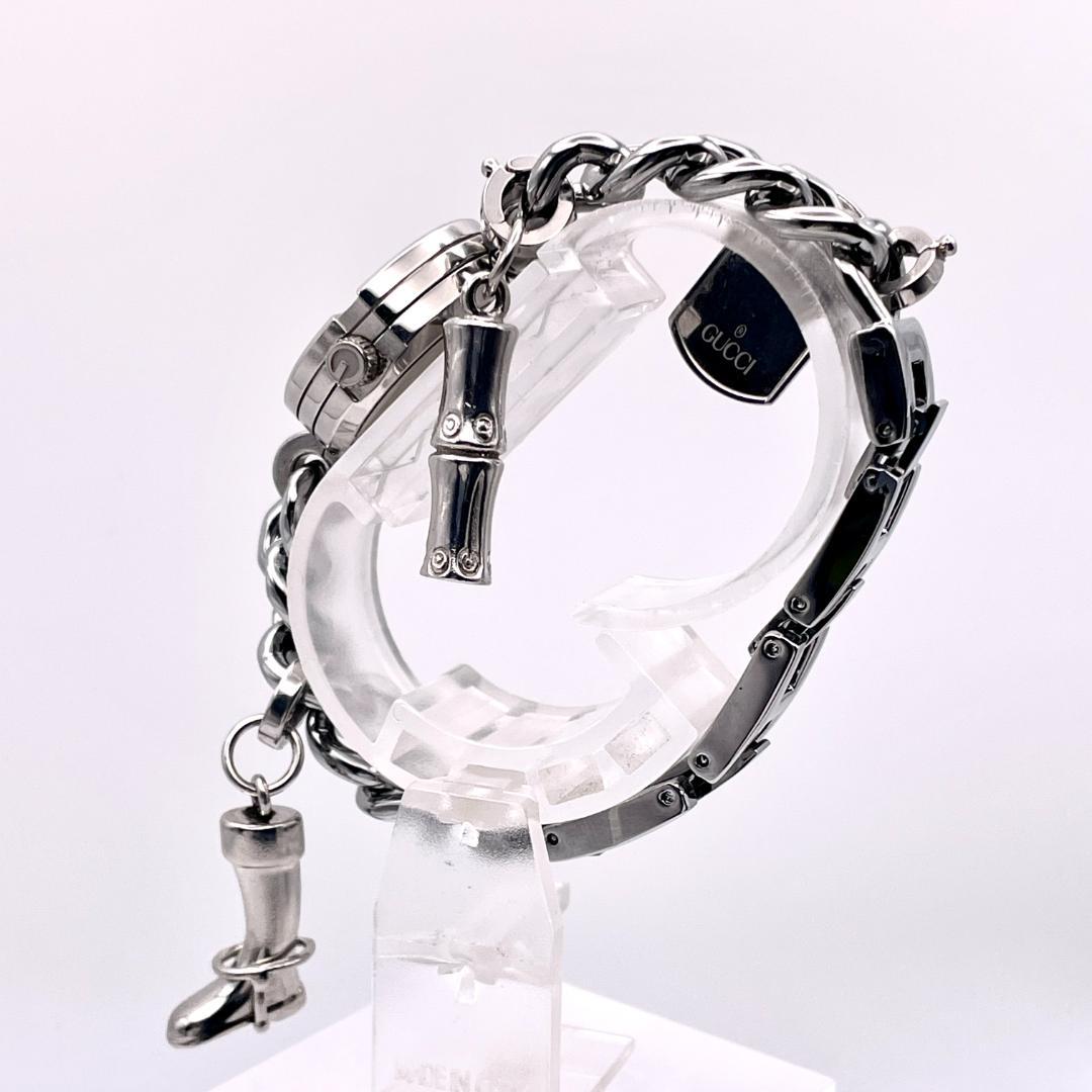 グッチ 107 レディース 時計 Gフェイス チェーン シルバー文字盤 稼動