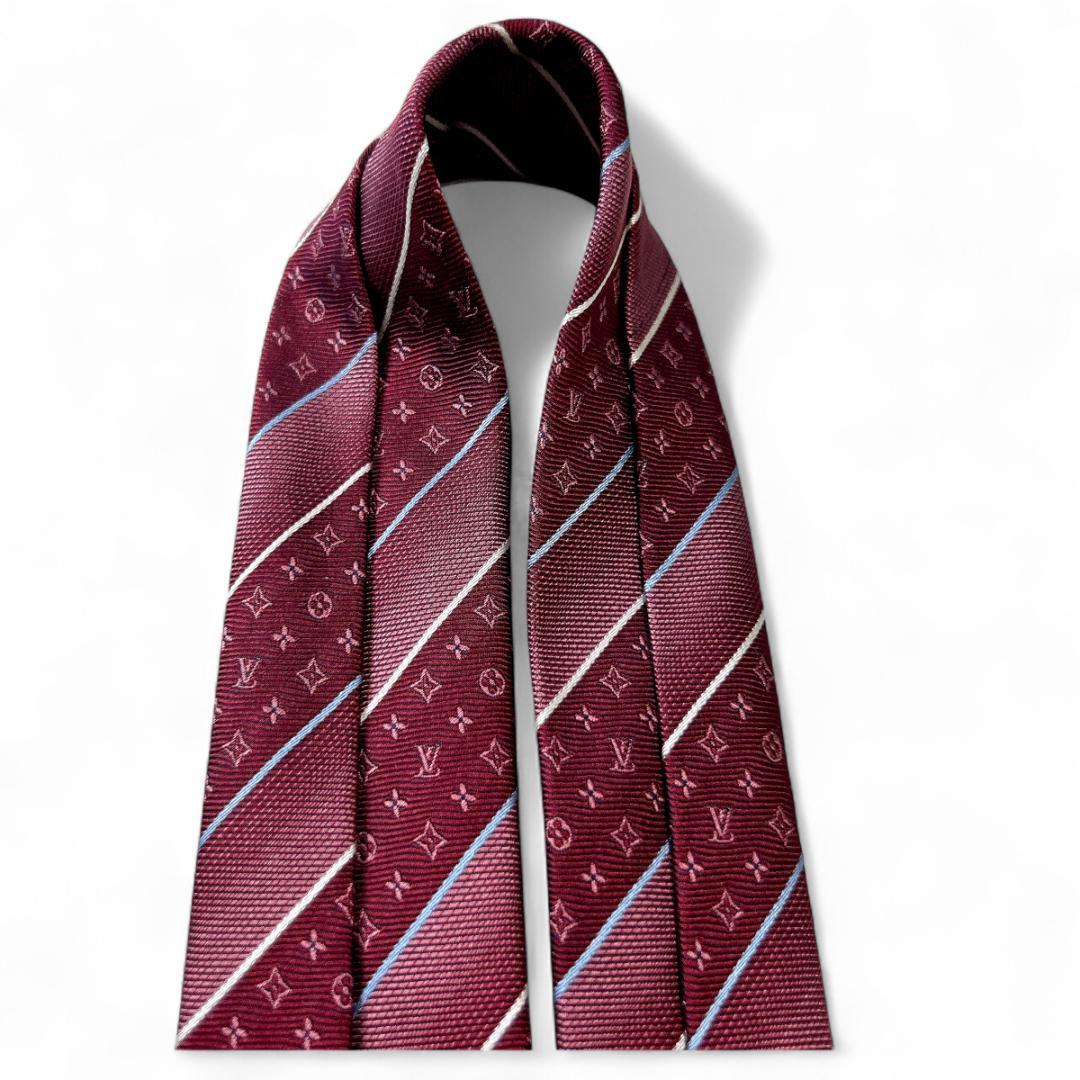 LOUIS VUITTON ネクタイ ボルドー モノグラム ストライプ 箱付き