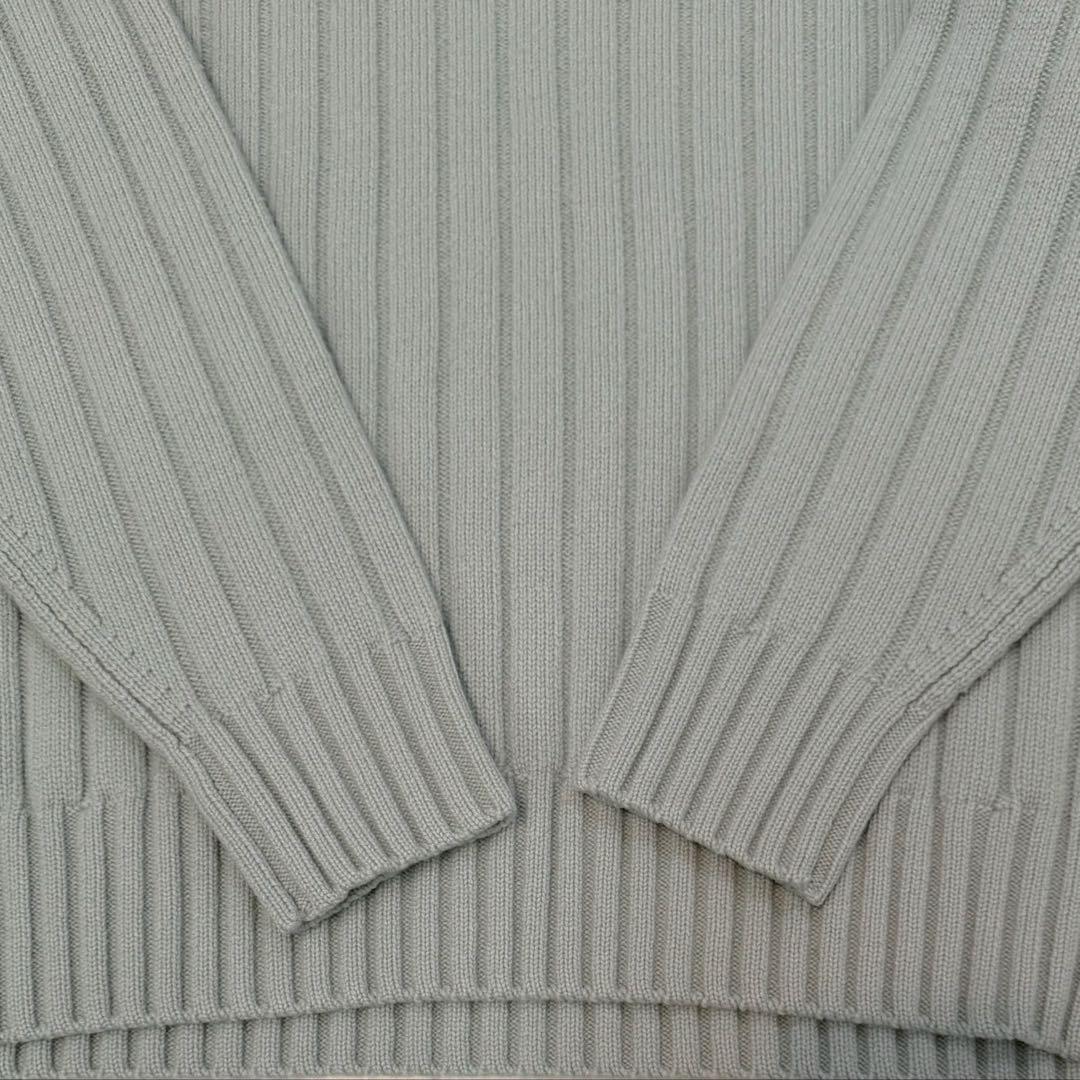 美品 ebure ローゲージカシミア ハイネックリブニットプルオーバー グリーン