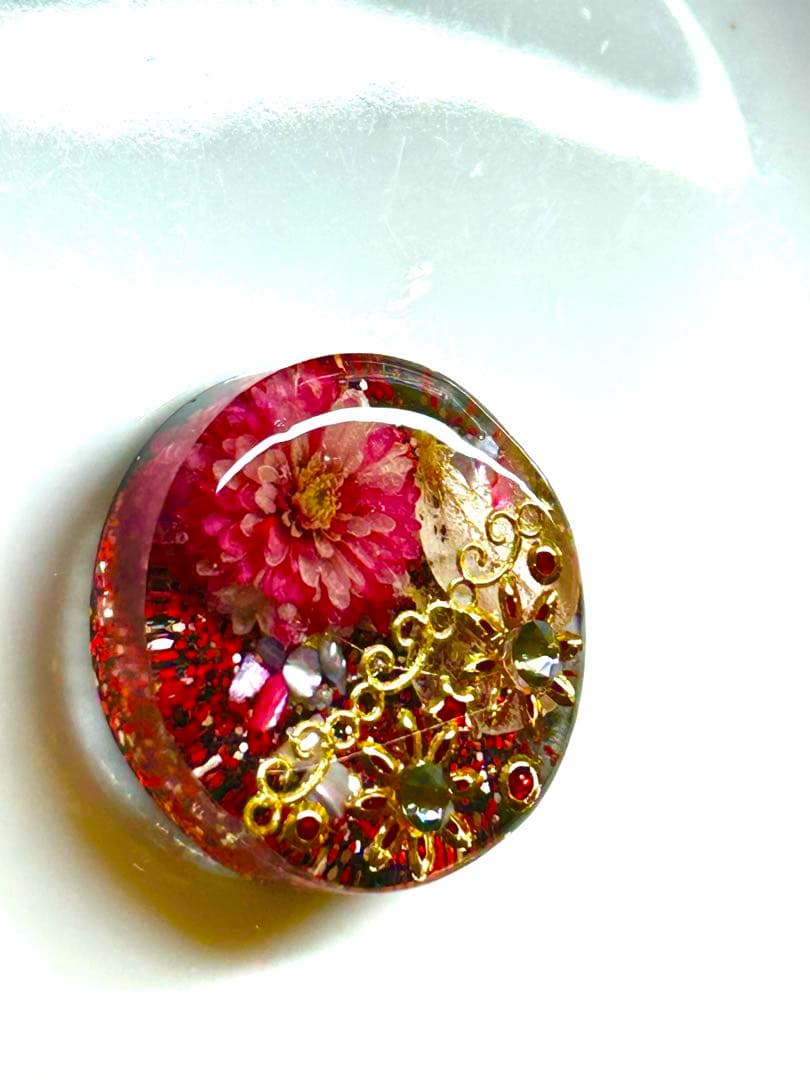 新作☆レジンヘアゴム　宝石の花　ブラックダイヤモンド