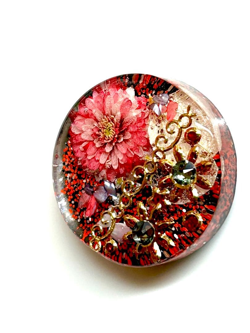 新作☆レジンヘアゴム　宝石の花　ブラックダイヤモンド