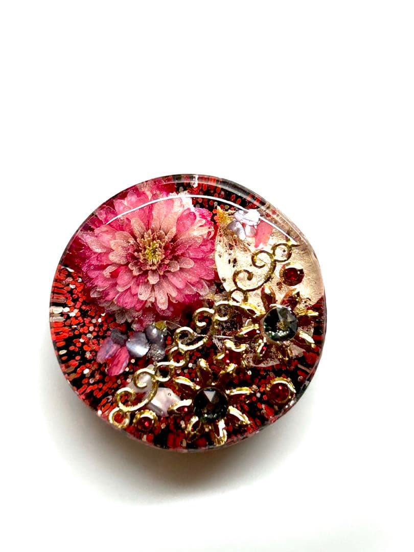 新作☆レジンヘアゴム　宝石の花　ブラックダイヤモンド