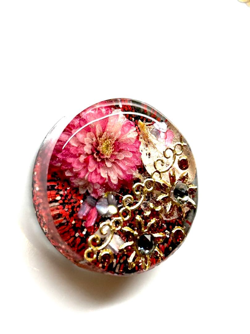 新作☆レジンヘアゴム　宝石の花　ブラックダイヤモンド