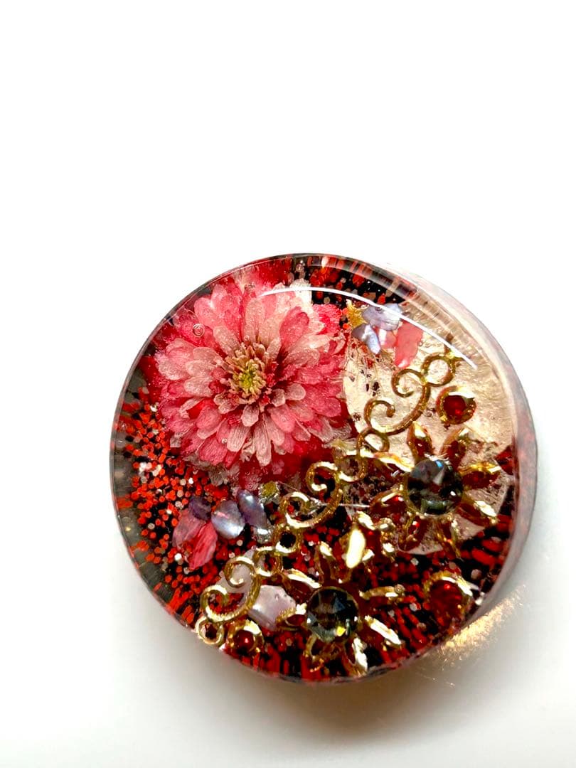 新作☆レジンヘアゴム　宝石の花　ブラックダイヤモンド