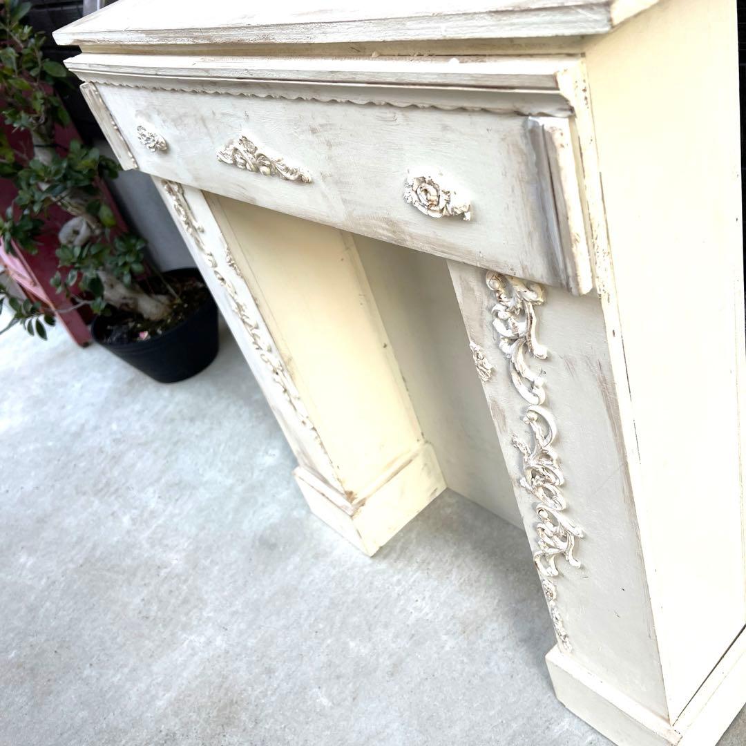 アンティーク　シャビー マントルピース 装飾棚 ホワイトアルル コベントガーデン