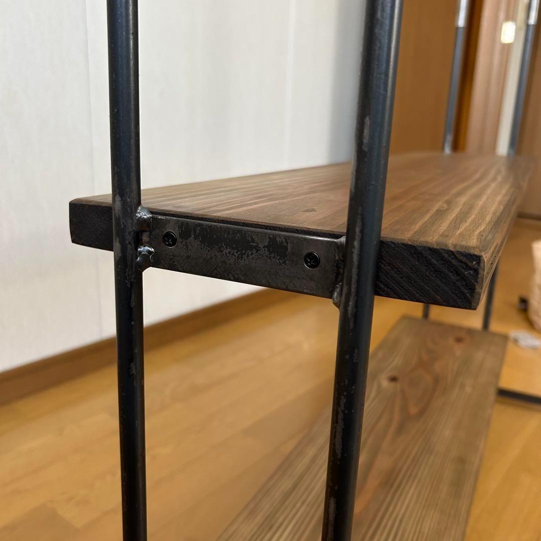 ハンガーラック　アンティーク風　ハンドメイド　2段棚　アイアン家具