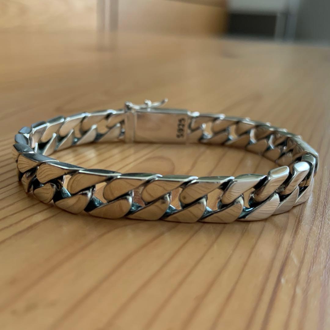 喜平チェーン ブレスレット シルバー925鑑定済 8mm×18cm キューバン