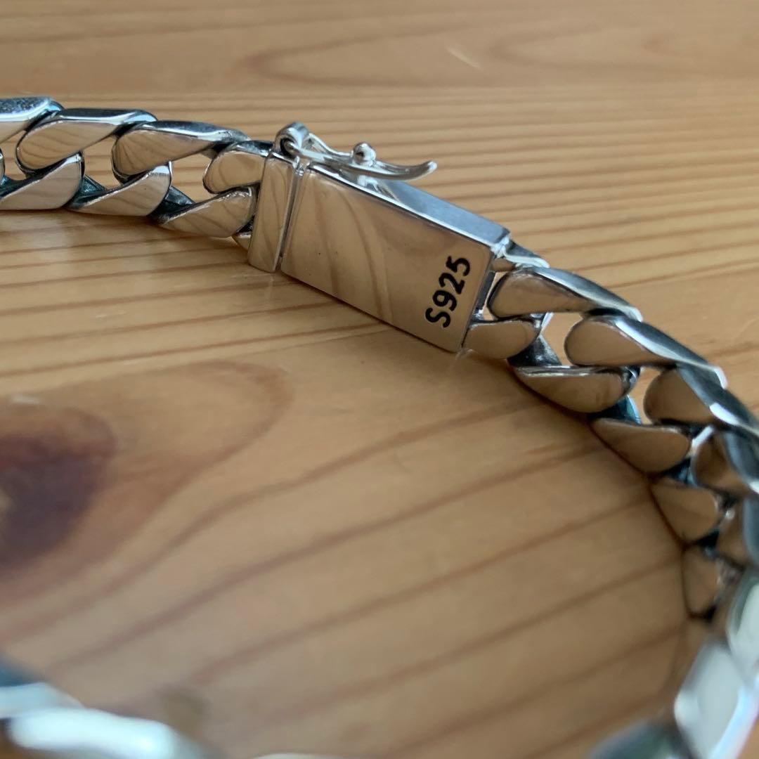 喜平チェーン ブレスレット シルバー925鑑定済 8mm×18cm キューバン