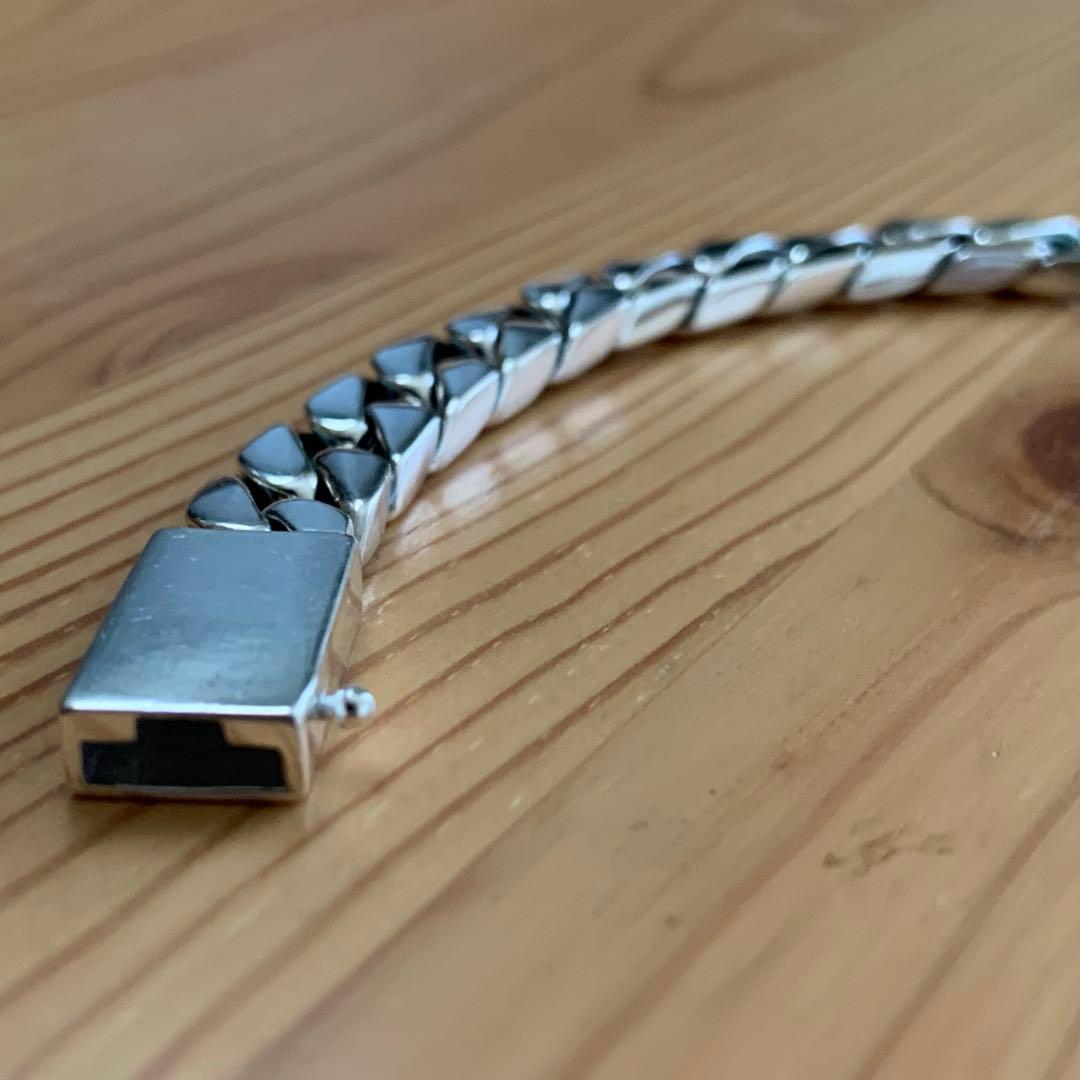 喜平チェーン ブレスレット シルバー925鑑定済 8mm×18cm キューバン