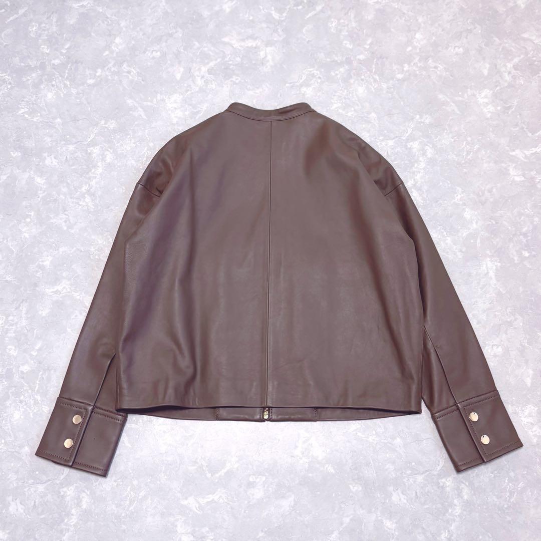 美品　EUCLAID　エウクレイド　ラムレザー　スタンドカラージャケット　羊革