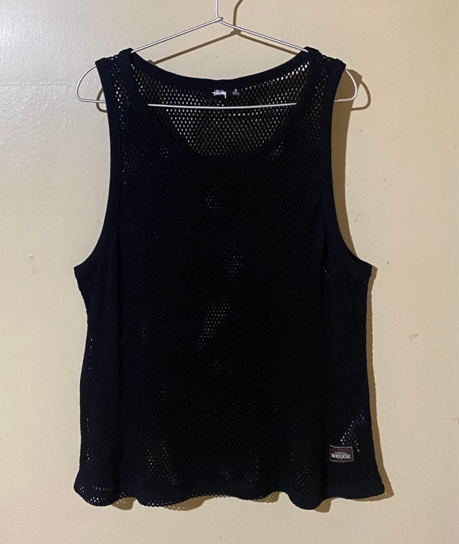 トップス 24SS Stussy Cotton Big Mesh Tank BLACK