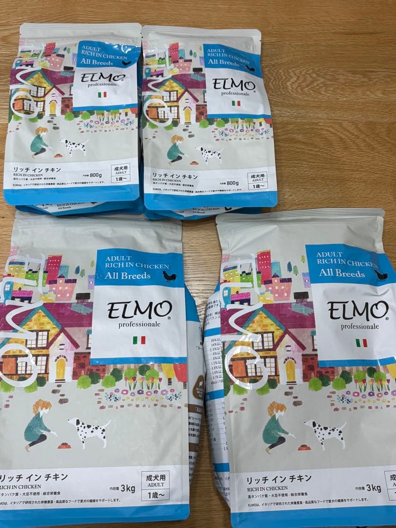 ELMO リッチインチキン 成犬用 3kg 2 袋、800g2袋、計7.6kg