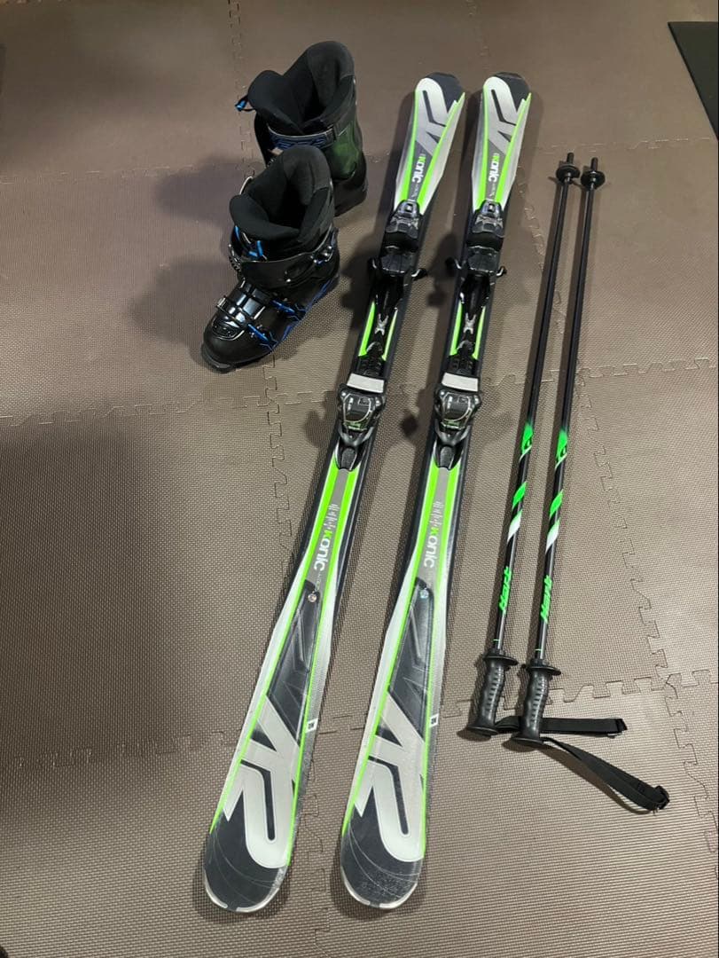 スキーセット (スキー板163cm ビンディング ブーツ28.0cm ストック)