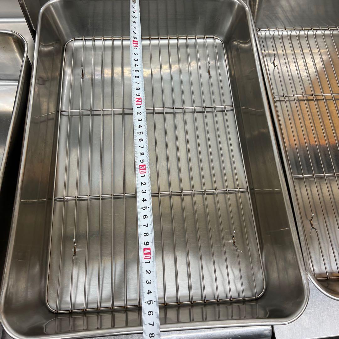 【まとめ売り】ステンレス深型組バット 、角バット（網付き）、トングなど