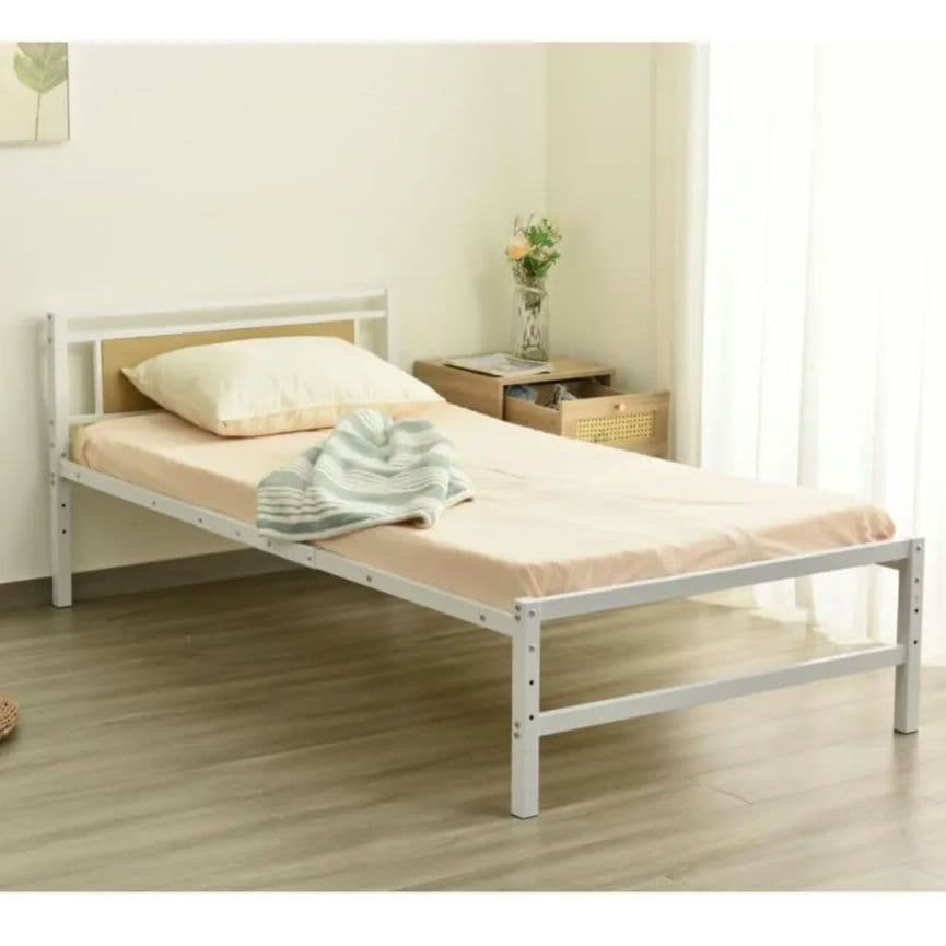 セール⭐【ホワイト】パイプベッド シングル ベッド 三段階高さ調整可 スチール
