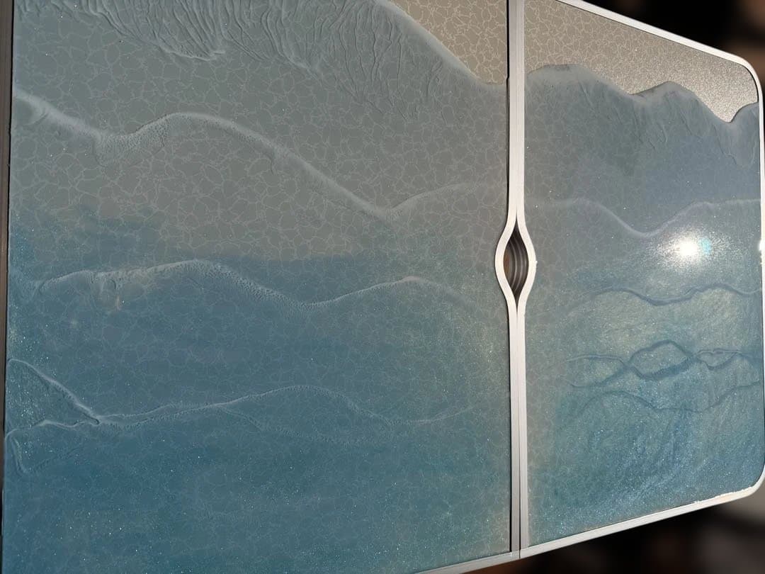 アウトドアテーブル 折りたたみ 90x60 高さ調整　レジン　海　波