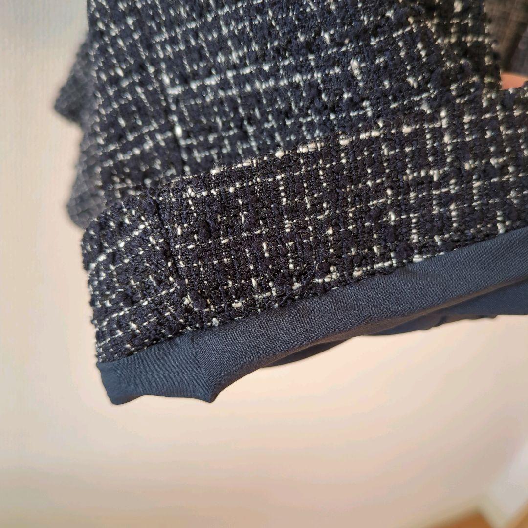 PLST プラステ ネイビー ツイード ジャケット ペプラム