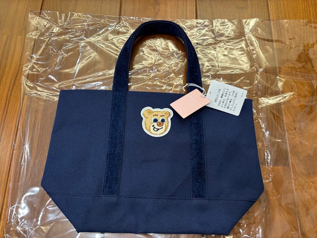 ラブラリー バイ フェイラー オールドテディ ワッペン トートバッグ　ネイビー