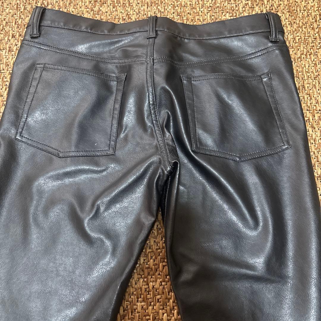 666 Original Clothing ブラック レザー パンツ 32