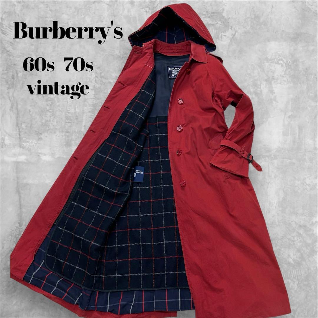 vintage バーバリーズ トレンチコート イギリス製 赤 ライナー ロング丈