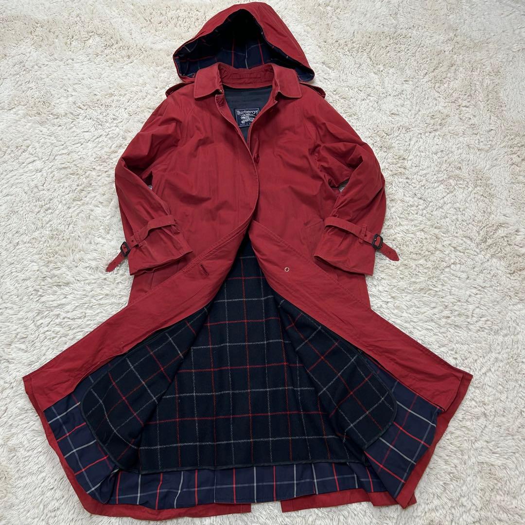 vintage バーバリーズ トレンチコート イギリス製 赤 ライナー ロング丈