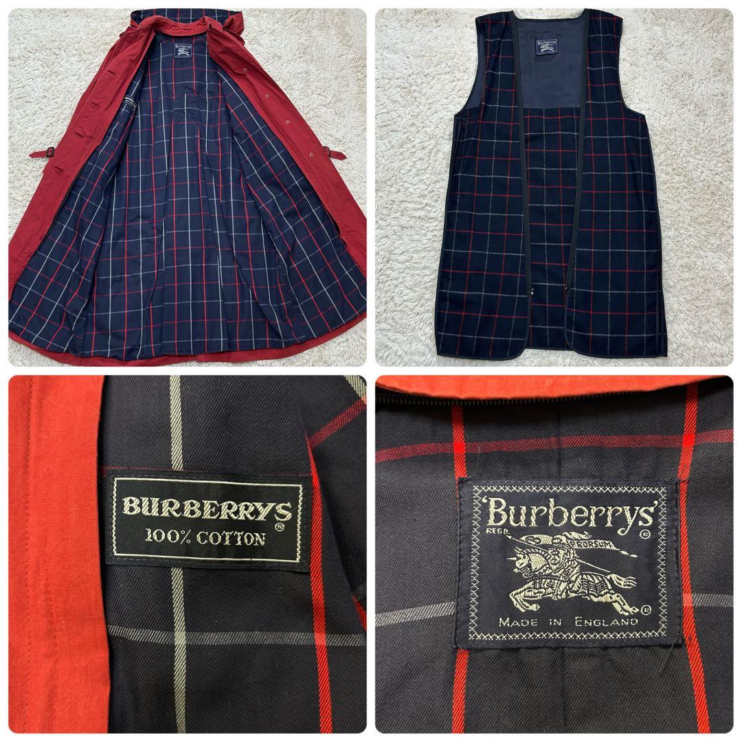 vintage バーバリーズ トレンチコート イギリス製 赤 ライナー ロング丈
