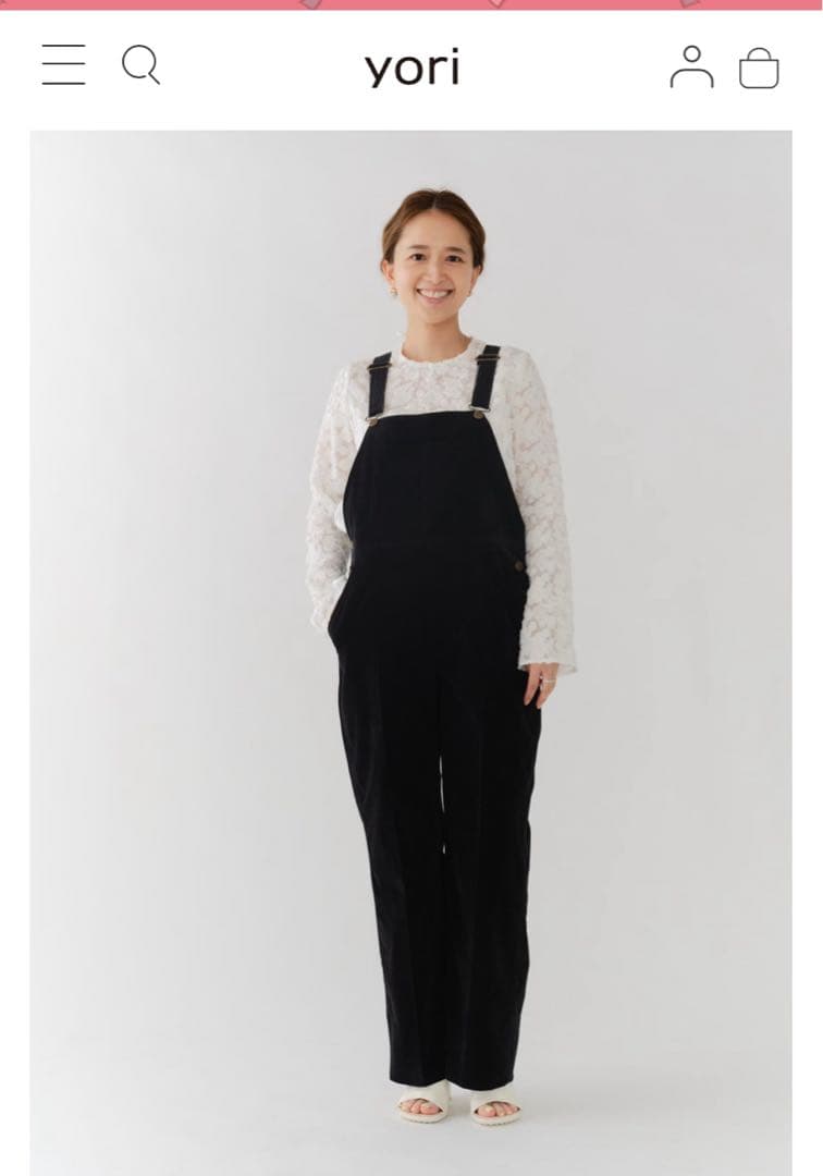 yori ベルベットサロペット ブラック36