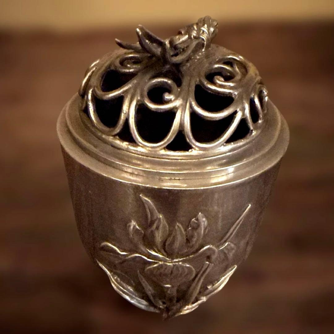 銀製香炉　高岡銅器須賀月芳　銀乃雫未使用