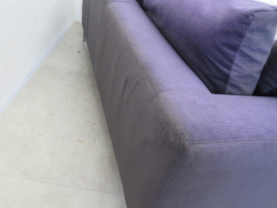 美品■カッシーナ■BOX■2人掛けワイドソファ■フェザー■ナス紺■69.6万円