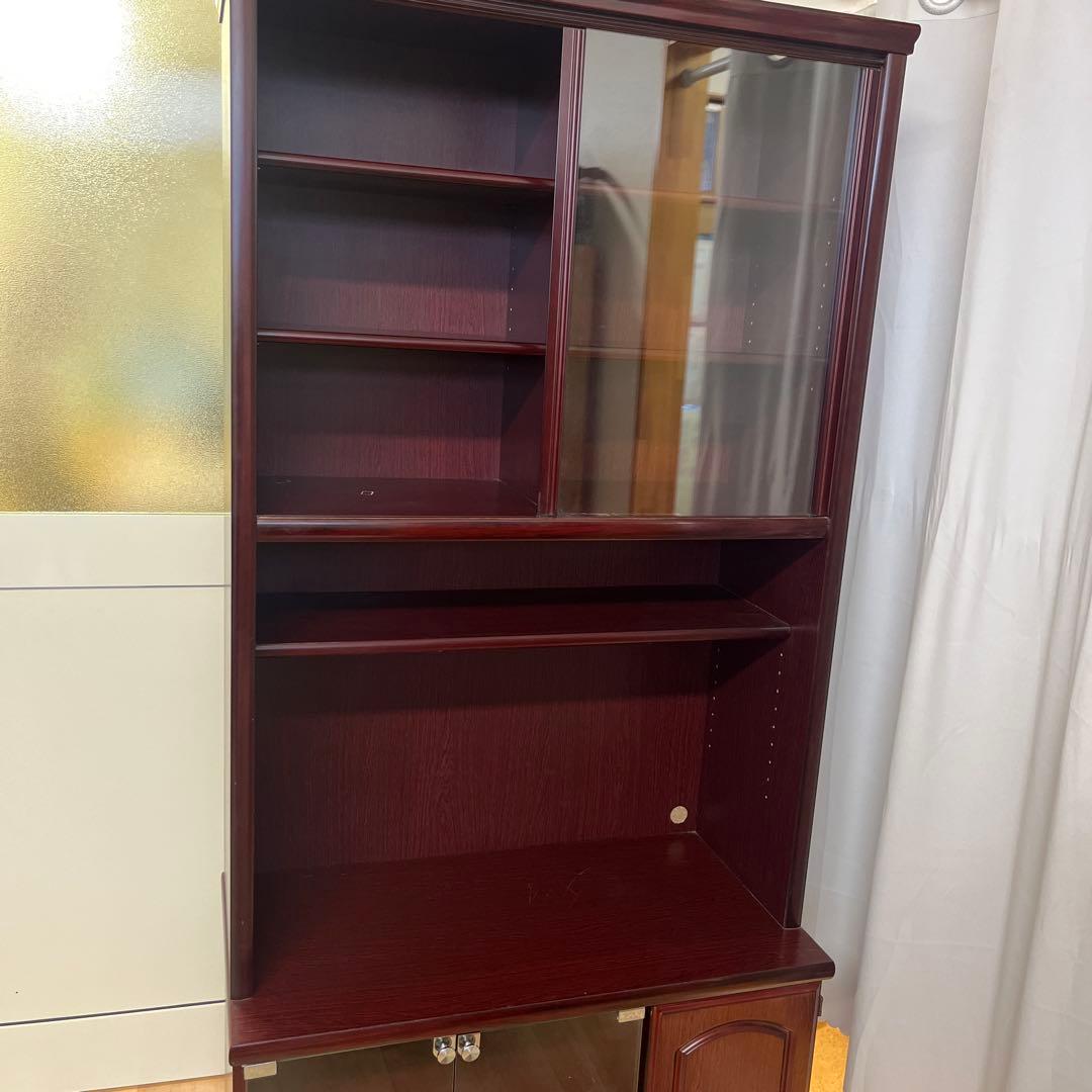 昭和 レトロ　サイドボード　食器棚　本棚　ガラスキャビネット