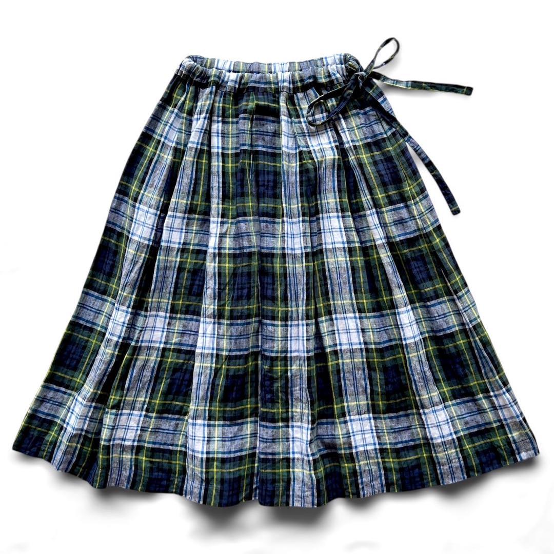 【美品】O'NEIL OF DUBLIN/リネン/ミモレ丈/タータンチェック