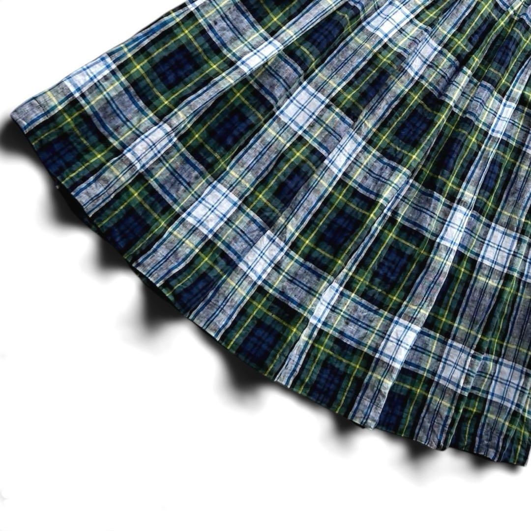 【美品】O'NEIL OF DUBLIN/リネン/ミモレ丈/タータンチェック