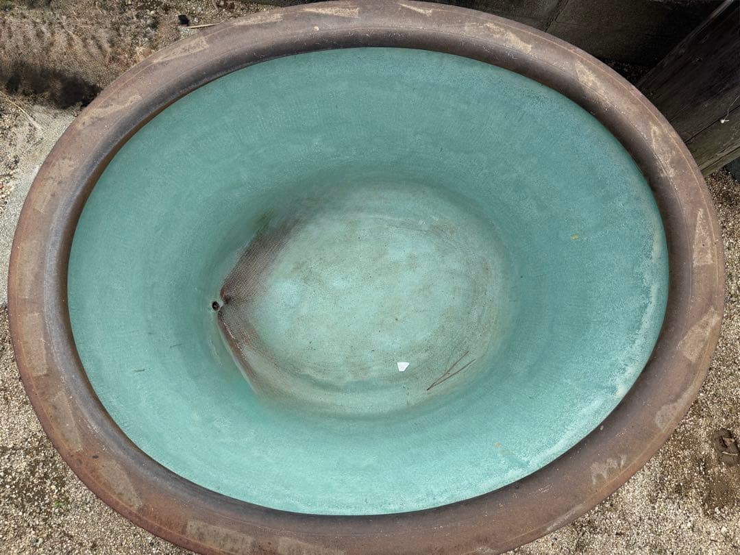 特大メダカ鉢　睡蓮鉢　洋風　インテリア　希少 陶磁器　焼き物　ピータン　皮蛋　甕