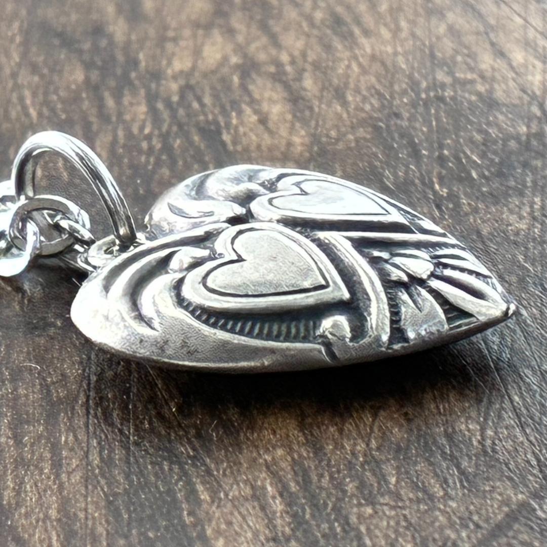 スウィートハートジュエリー ダブルハート シルバーヴィンテージネックレスNAVY