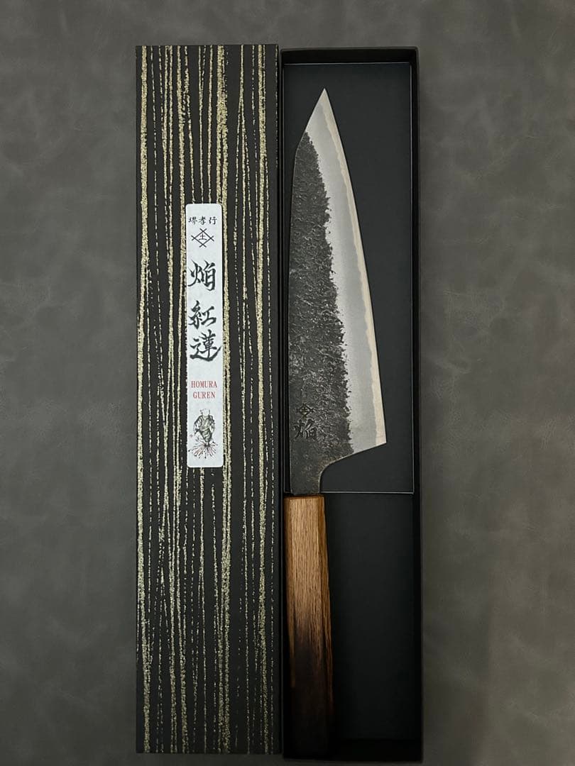 堺孝行 包丁 牛刀 牛刀包丁 焔 紅蓮 安来鋼青紙二号 八角柄 225mm ①