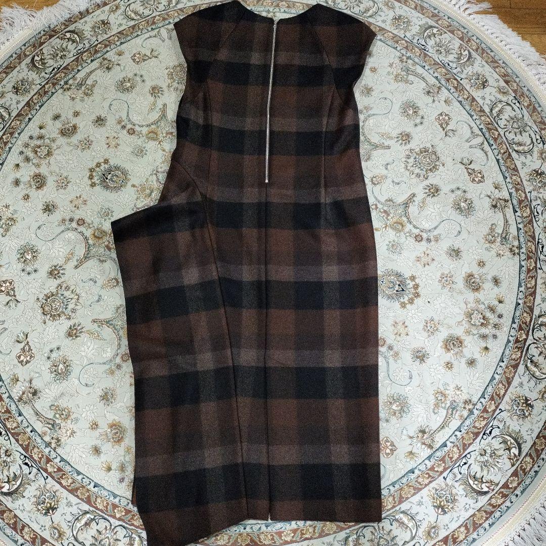 ADONIS チェック柄 Vネック マキシ丈ジャンパースカート38