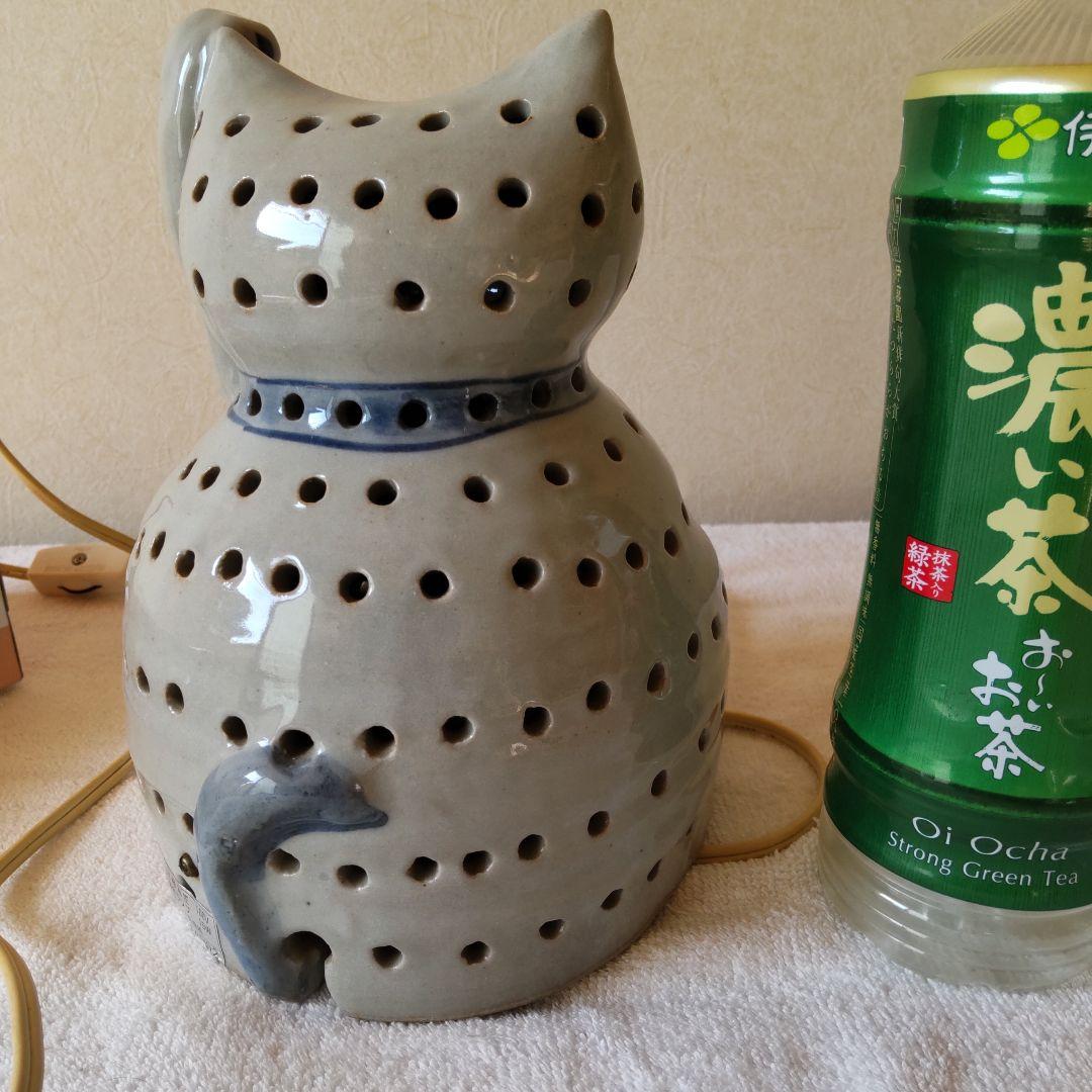 昭和レトロ　陶器の猫のランプ 　猫の照明