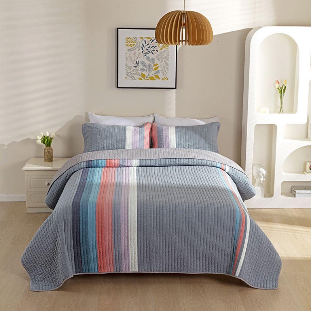 キルトベッドカバー3点セット綿マルチカバー キルティング 167