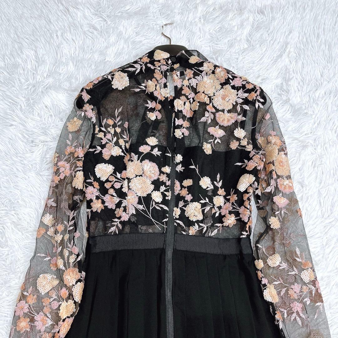 美品★self-portrait★ミッドナイトフローラルメッシュワンピースM相当