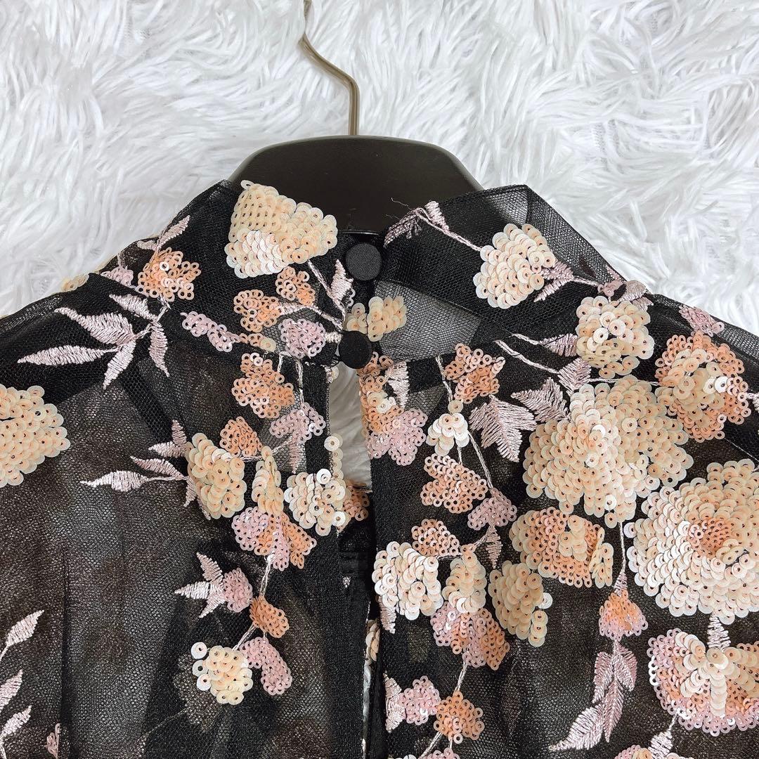 美品★self-portrait★ミッドナイトフローラルメッシュワンピースM相当